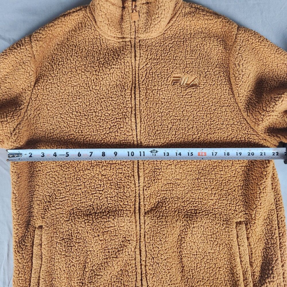 Fila Sherpa Fleece Jacket Mens Xl Brown Full Zip Teddy Pile Coat View 6